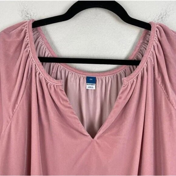 Old Navy Pink Velvet Split Neck Top Women's Plus SIze XXL New without Tags Soft - Picture 6 of 6